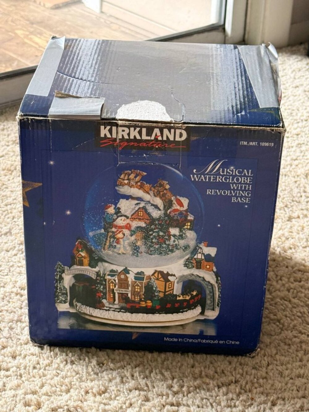 Vintage Kirkland Signature Musical Waterglobe Revolving Base Christmas Train San